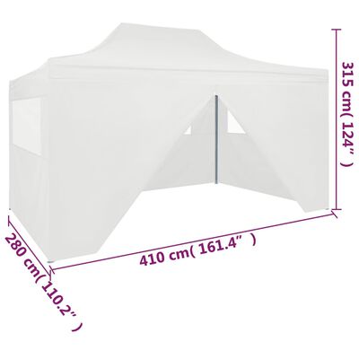 vidaXL Tente de réception pliable avec 4 parois 3x4 m Acier Blanc