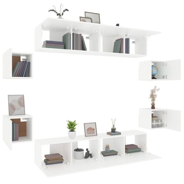 vidaXL Ensemble de meubles TV 8 pcs Blanc Bois d'ingénierie