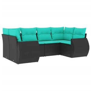 vidaXL Salon de jardin 6 pcs avec coussins noir r&eacute;sine tress&eacute;e