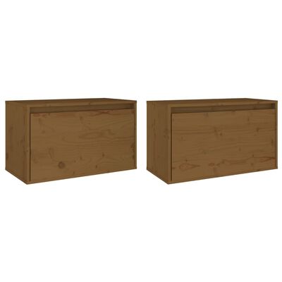 vidaXL Armoires murales 2pcs Marron miel 60x30x35cm Bois de pin massif