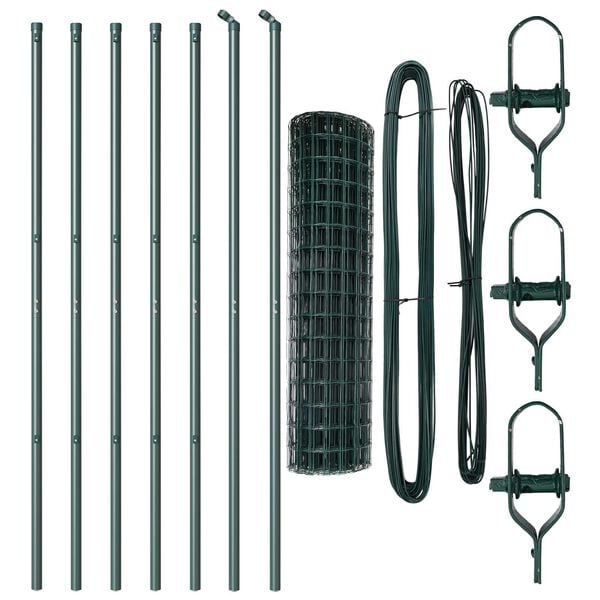 vidaXL Clôture avec poteau Vert 1 x 10 m Acier et PVC