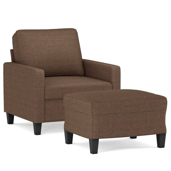 vidaXL Fauteuil avec repose-pied Marron 60 cm Tissu