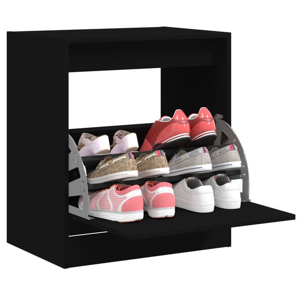 vidaXL Armoire &agrave; chaussures noir 60x42x69 cm bois d'ing&eacute;nierie
