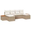 vidaXL Ensemble de canap&eacute; de jardin 6 pc Beige et cr&egrave;me Poly Rattan