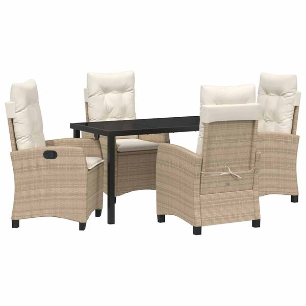 vidaXL Ensemble de salle &agrave; manger pour jardin 5 pcs Beige polyrotin