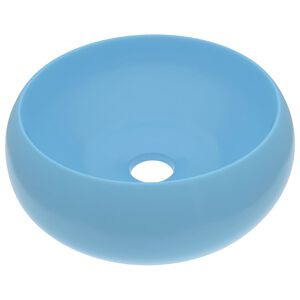vidaXL Lavabo rond de luxe Bleu clair mat 40x15 cm C&eacute;ramique