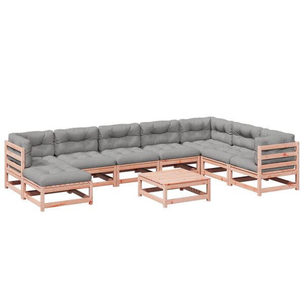 vidaXL Salon de jardin 9 pcs avec coussins sapin de douglas solide