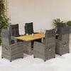 vidaXL Ensemble &agrave; manger de jardin et coussins 7 pcs gris rotin