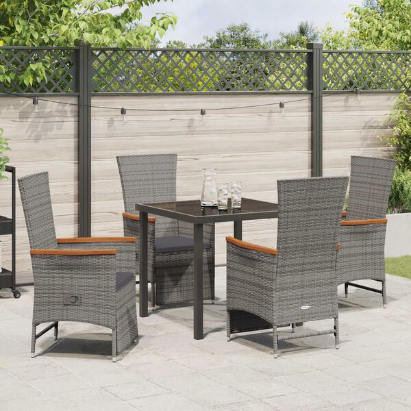 vidaXL Ensemble de salle &agrave; manger pour jardin 5 pcs Gris polyrotin