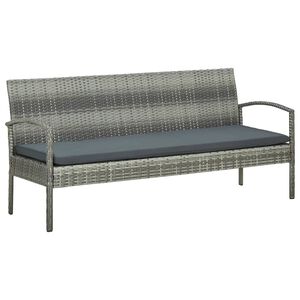 vidaXL Canap&eacute; de jardin &agrave; 3 places avec coussin Gris R&eacute;sine tress&eacute;e