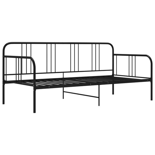 vidaXL Cadre de canap&eacute;-lit sans matelas noir m&eacute;tal 90x200 cm