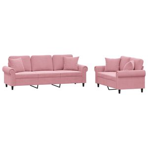 vidaXL Ensemble de canap&eacute;s 2 pcs avec coussins rose velours