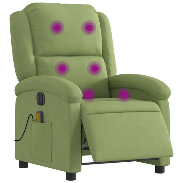 vidaXL Fauteuil inclinable de massage &eacute;lectrique vert clair velours