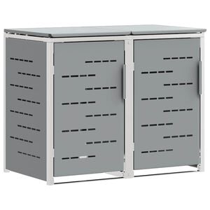 vidaXL Stockage de bac &agrave; d&eacute;chets for 2 Bins 240L Acier inoxydable Gris