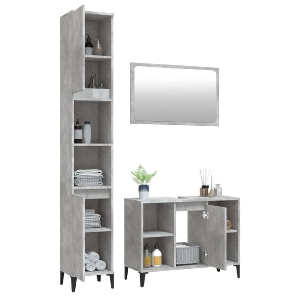 vidaXL Ensemble de meubles de salle de bain 3 pcs gris b&eacute;ton