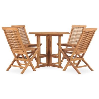 vidaXL Ensemble à manger d'extérieur pliable 5 pcs Bois solide de teck