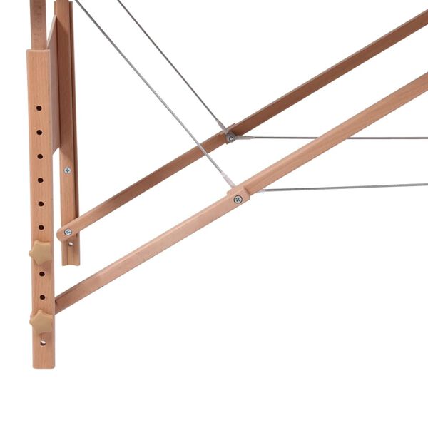 vidaXL Table de massage pliable Blanc crème 2 zones avec cadre en bois