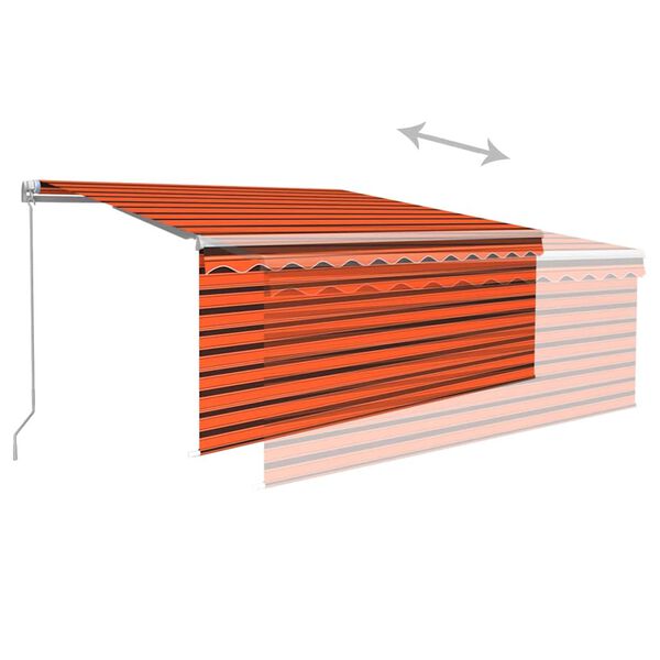 vidaXL Auvent rétractable manuel avec store 3,5x2,5 m Orange et marron
