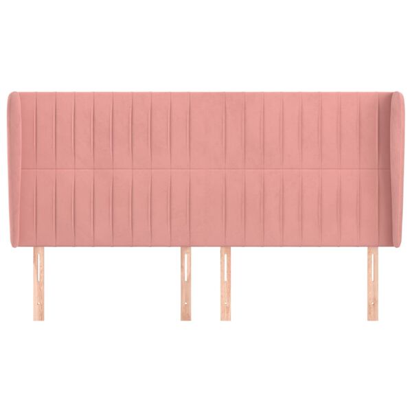 vidaXL T&ecirc;te de lit avec oreilles Rose 203x23x118/128 cm Velours
