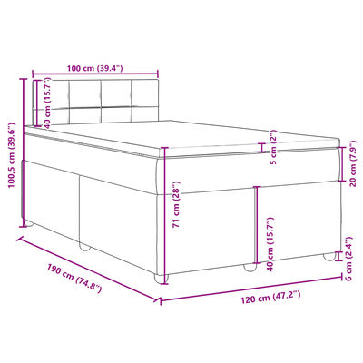 vidaXL Sommier à lattes de lit avec matelas gris foncé 120x190cm tissu