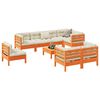 vidaXL Salon de jardin 9 pcs avec coussins marron cire bois pin massif