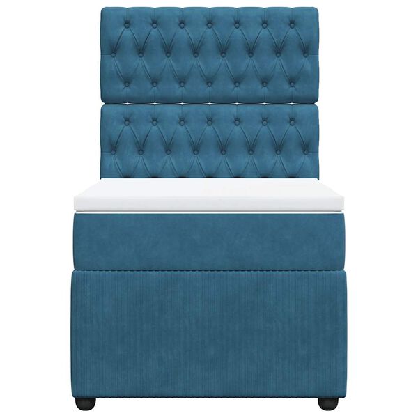 vidaXL Sommier &agrave; lattes de lit avec matelas Bleu fonc&eacute; 90x200 cm