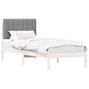 vidaXL Cadre de lit avec t&ecirc;te de lit rembourr&eacute;e Gris clair 75 x 190 cm