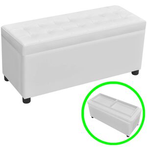 vidaXL Pouf de rangement Cuir synth&eacute;tique Blanc