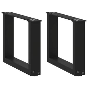vidaXL Pieds de table basse en U, 2 pi&egrave;ces, noir, 40 x (30-31) cm, acier