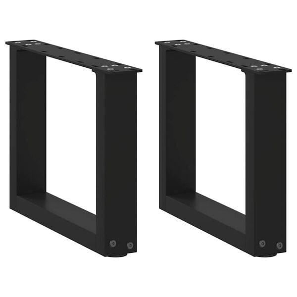 vidaXL Pieds de table basse en U, 2 pi&egrave;ces, noir, 40 x (30-31) cm, acier