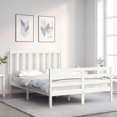 vidaXL Cadre de lit sans matelas blanc bois de pin massif