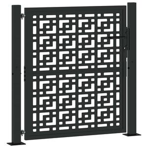 vidaXL Portail de jardin noir 100x100 cm en acier avec croix
