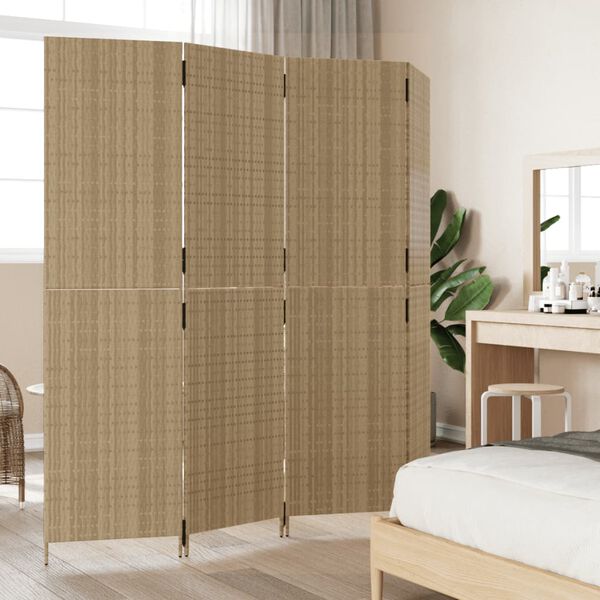 vidaXL Cloison de s&eacute;paration 4 panneaux beige r&eacute;sine tress&eacute;e