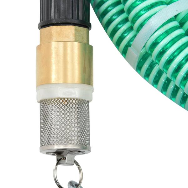 vidaXL Tuyau d'aspiration avec raccords en laiton vert 1,1" 25 m PVC