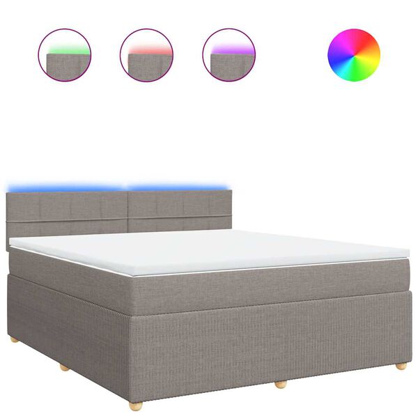 vidaXL Sommier &agrave; lattes de lit avec matelas Taupe 180x200 cm Tissu