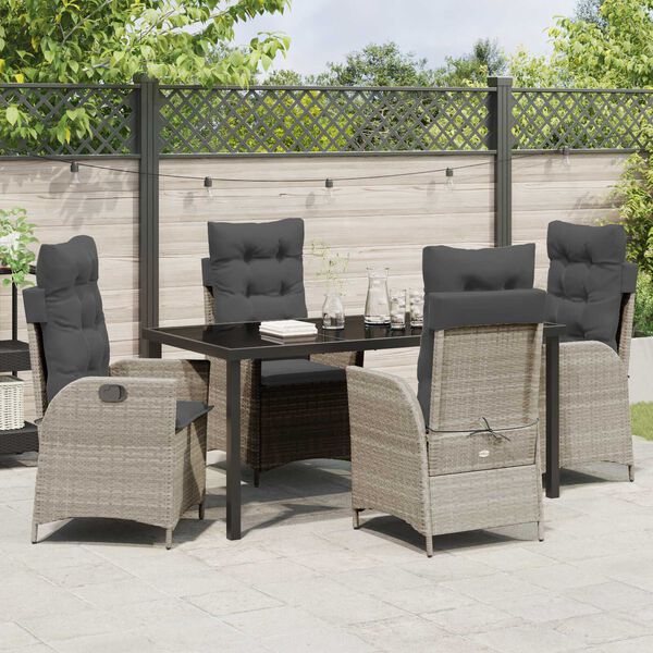 vidaXL Ensemble de salle &agrave; manger pour jardin 5 pcs Gris clair