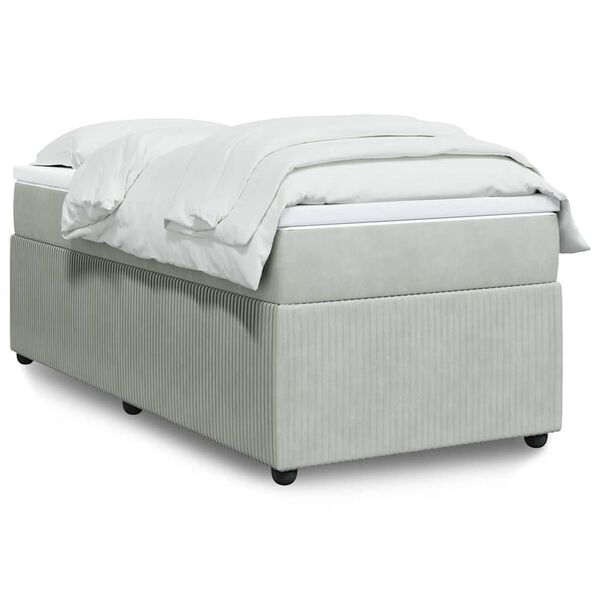 vidaXL Sommier &agrave; lattes de lit et matelas Gris clair 100x200cm Velours