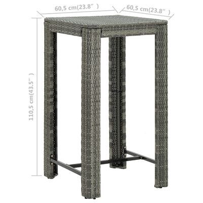 vidaXL Ensemble de bar d'extérieur 5 pcs coussins Résine tressée Gris