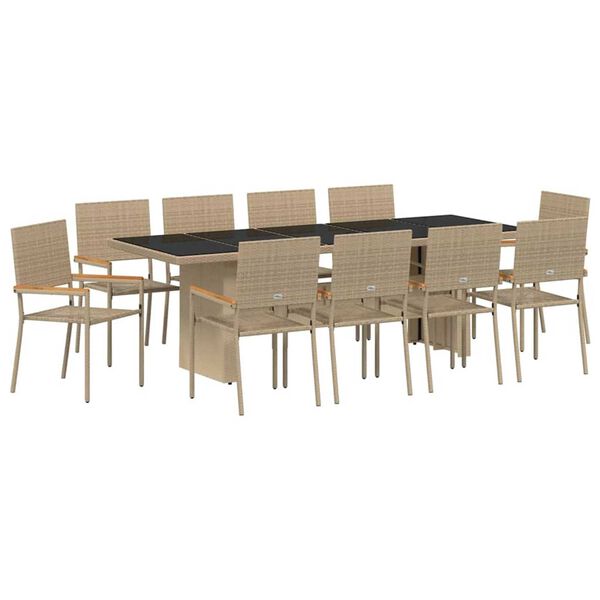 vidaXL Ensemble de salle &agrave; manger pour jardin 11 pcs Beige polyrotin