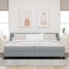 vidaXL Lit boxspring avec matelas Gris clair 200 x 200 cm tissu