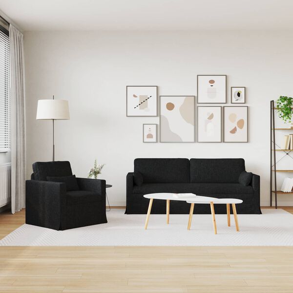 vidaXL Canap&eacute; 2 pcs Noir
