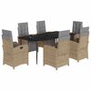 vidaXL Ensemble &agrave; manger de jardin et coussins 7 pcs beige poly rotin