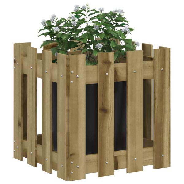 vidaXL Jardini&egrave;re avec design de cl&ocirc;ture 40x40x40 cm pin impr&eacute;gn&eacute;