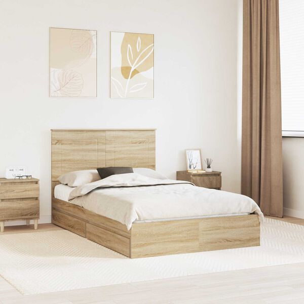 vidaXL Lit de Rangement Ch&ecirc;ne Sonoma 120 x 200 cm Bois d'ing&eacute;nierie