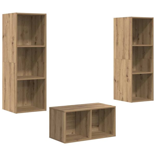 vidaXL Ensemble meuble TV Ch&ecirc;ne artisanal 37 x 37 x 107 cm
