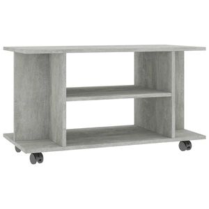 vidaXL Meuble TV et roulettes gris b&eacute;ton 80x40x45 cm bois d'ing&eacute;nierie