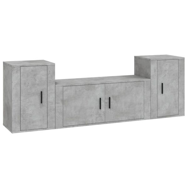 vidaXL Ensemble de meubles TV 3 pcs Gris béton Bois d'ingénierie