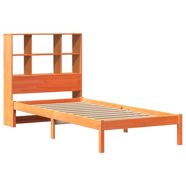 vidaXL Lit biblioth&egrave;que sans matelas cire marron 75x190 cm pin massif