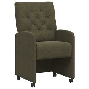 vidaXL Chaises de Salle &agrave; Manger avec Roues 2 pcs Vert arm&eacute;e