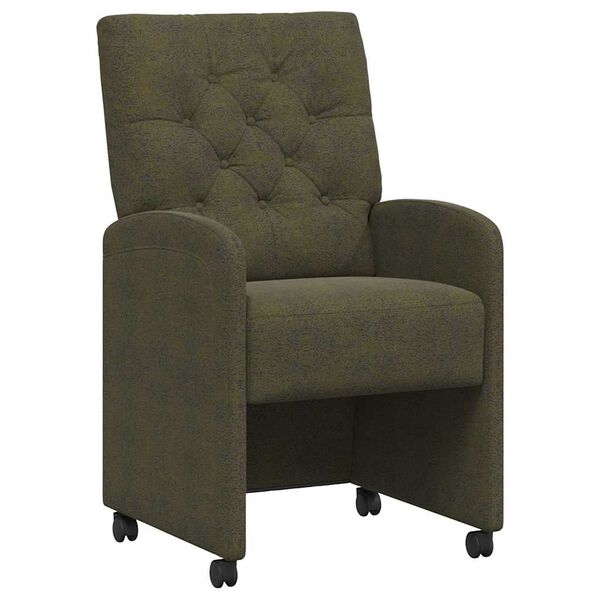 vidaXL Chaises de Salle &agrave; Manger avec Roues 2 pcs Vert arm&eacute;e